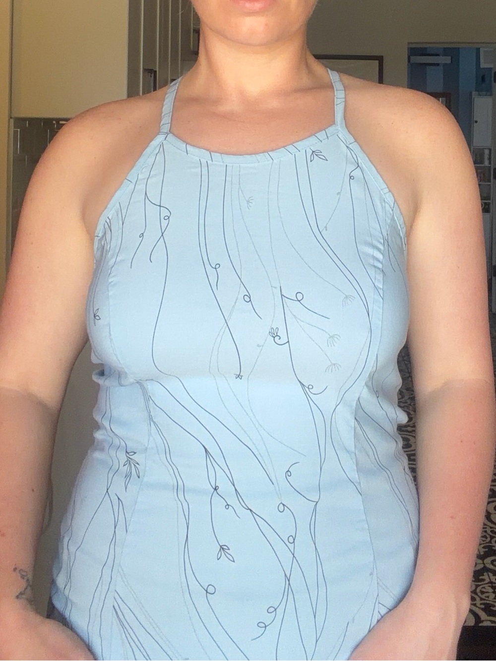 Vintage Light Blue Floral Women's mini Dress - Picture 14 of 16